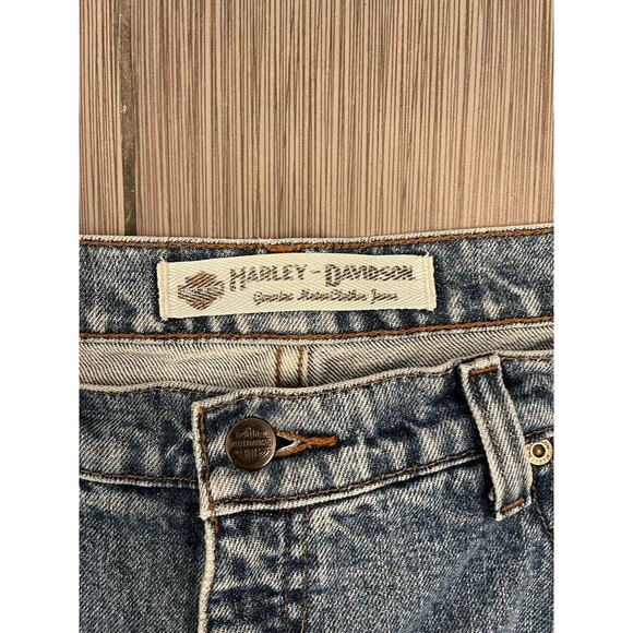 Harley Davidson Men's Blue Denim Straight Leg Medium Wash Jeans Measures 36x32 - Picture 4 of 9